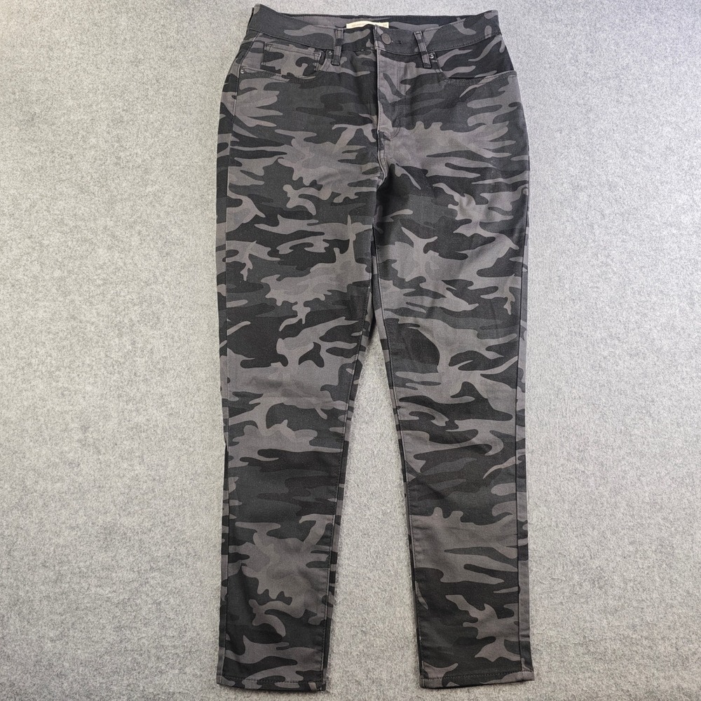Levis 721 High Rise Skinny Jeans Womens 31 Black Grey Camo Camouflage Stretch